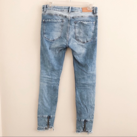 ZARA Mid-rise Ripped Stretch Skinny Jeans - Picture 4 of 7